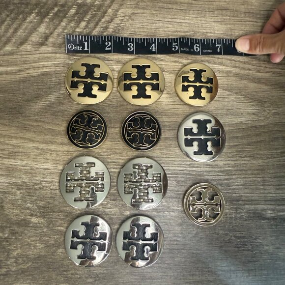 Lot of 11 Tory Burch Gold & Silver Metal Replacement Button Medallions Upcycle - Picture 7 of 7